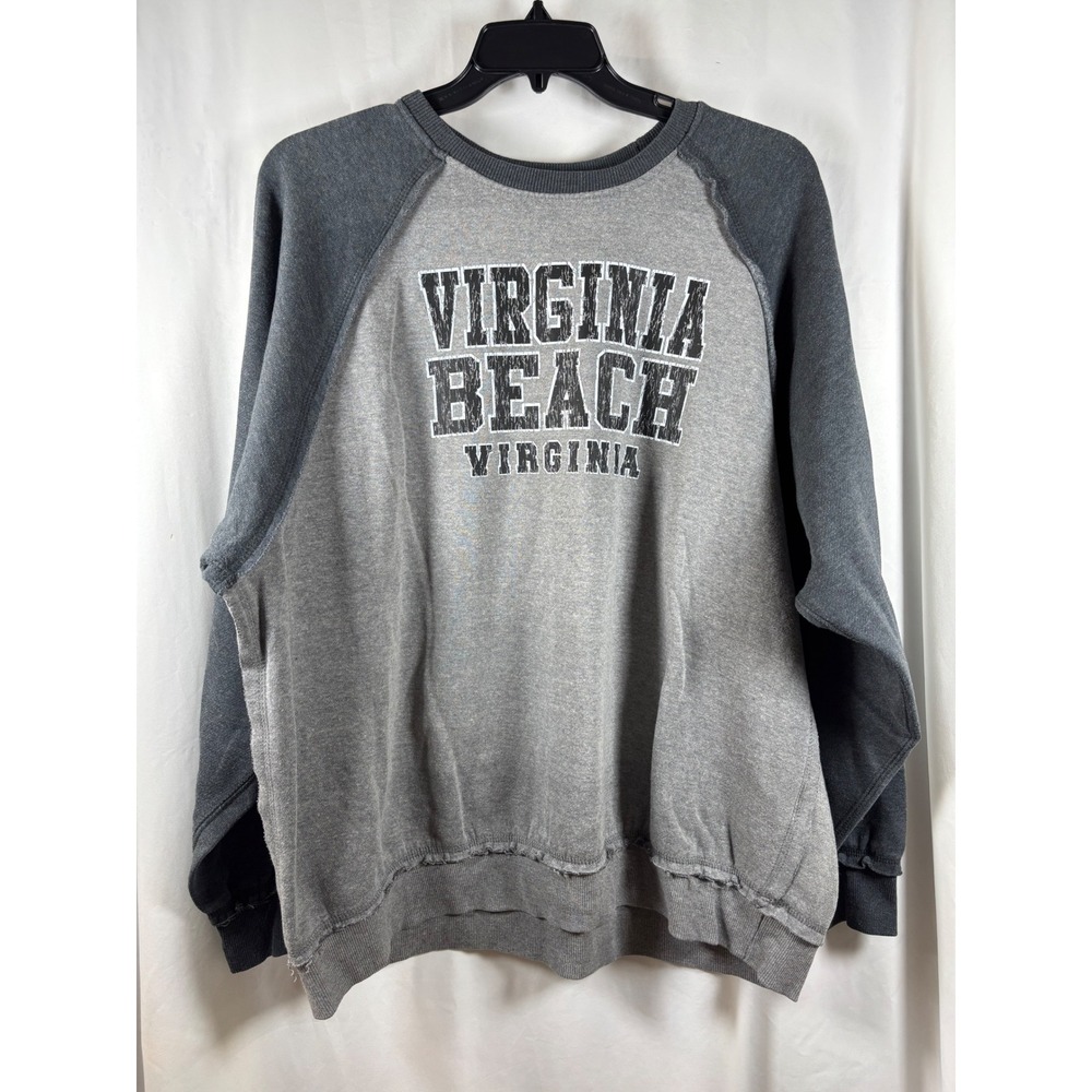 Pacific & Co Virginia Beach Raglan Sweatshirt Mens XL Gray Two Tone Raw Hem